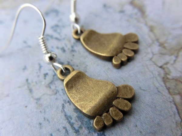 Fuss Ohrringe Füsschen Zehen bronzefarben